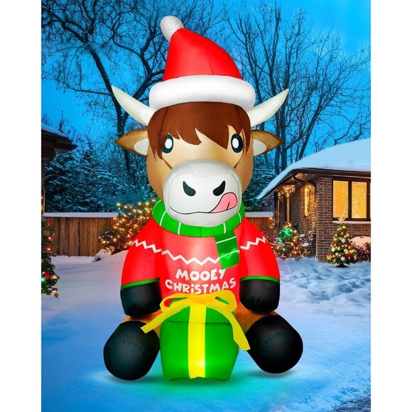 🆕5FT Christmas Inflatables Highland Cow Blow Up Yard Outdoor Decorations - Picture 4 of 9